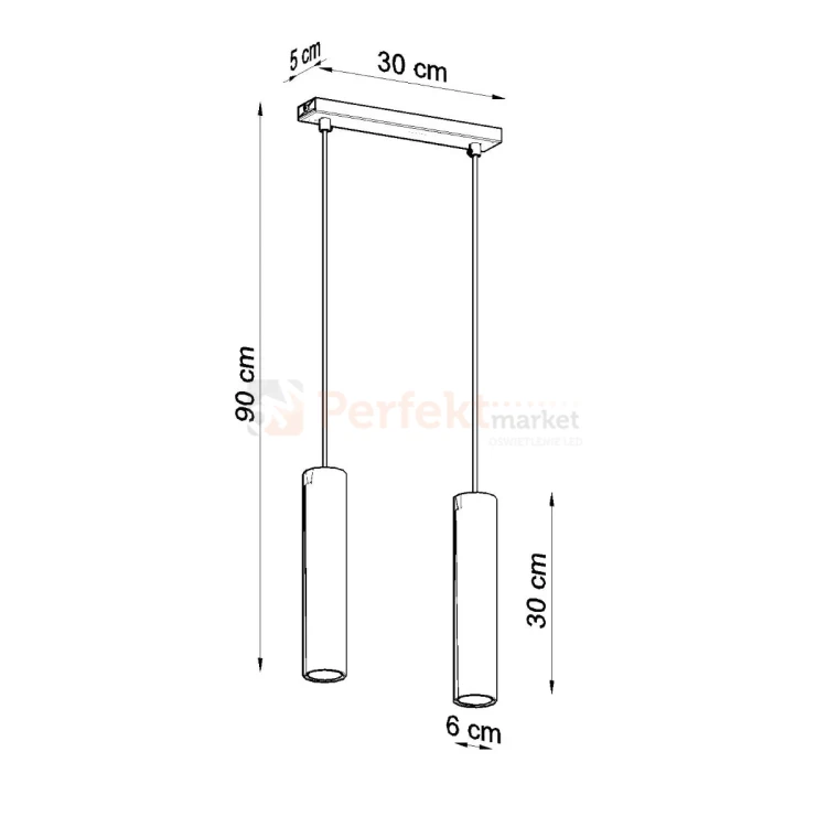 Lampa wisząca designerska tuba Sollux Lagos 2 2xGU10 SL.0324 IP20 - biała 07