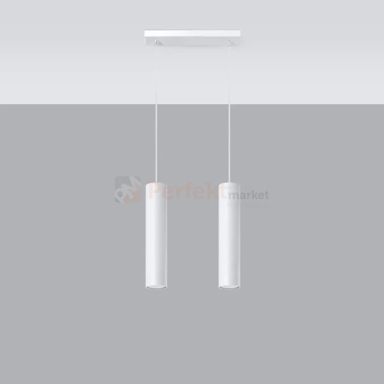Lampa wisząca designerska tuba Sollux Lagos 2 2xGU10 SL.0324 IP20 - biała 01