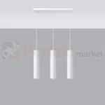 Lampa wisząca designerska tuba Sollux Lagos 3 3xGU10 SL.0325 IP20 - biała 01