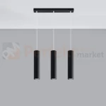 Lampa wisząca designerska tuba Sollux Lagos 3 3xGU10 SL.0329 IP20 - czarna 01