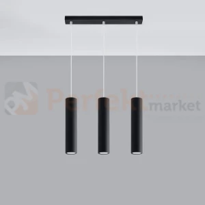 Lampa wisząca designerska tuba Sollux Lagos 3 3xGU10 SL.0329 IP20 - czarna