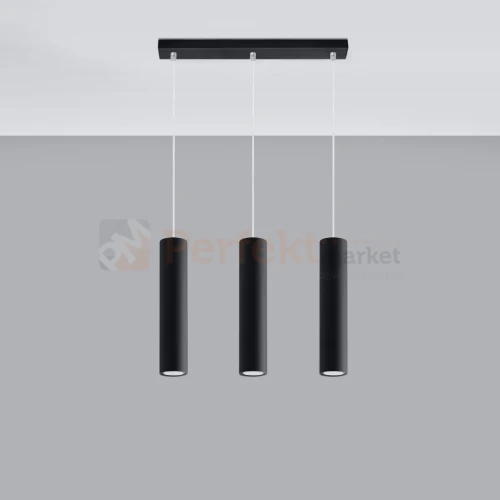 Lampa wisząca designerska tuba Sollux Lagos 3 3xGU10 SL.0329 IP20 - czarna 01