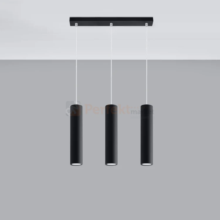 Lampa wisząca designerska tuba Sollux Lagos 3 3xGU10 SL.0329 IP20 - czarna 01