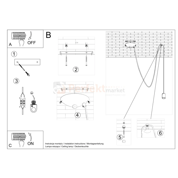 Lampa wisząca sznur minimalistyczna Sollux Edison 1 Long 1xE27 SL.0369 IP20 - czarna 07