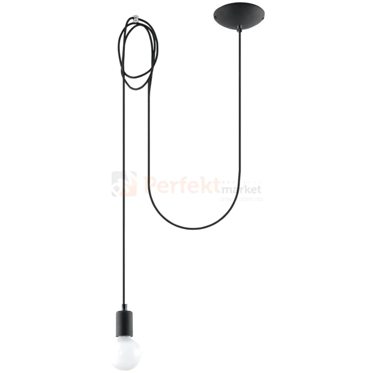 Lampa wisząca sznur minimalistyczna Sollux Edison 1 Long 1xE27 SL.0369 IP20 - czarna 05