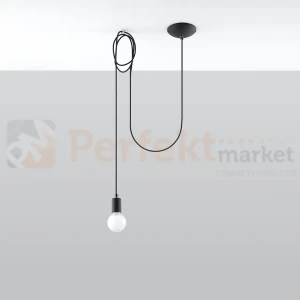 Lampa wisząca sznur minimalistyczna Sollux Edison 1 Long 1xE27 SL.0369 IP20 - czarna