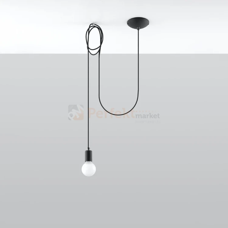 Lampa wisząca sznur minimalistyczna Sollux Edison 1 Long 1xE27 SL.0369 IP20 - czarna 01