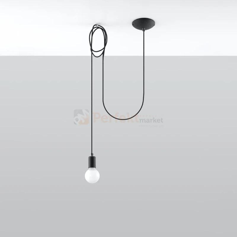 Lampa wisząca sznur minimalistyczna Sollux Edison 1 Long 1xE27 SL.0369 IP20 - czarna 07