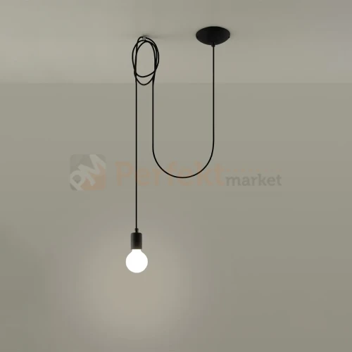Lampa wisząca sznur minimalistyczna Sollux Edison 1 Long 1xE27 SL.0369 IP20 - czarna 02