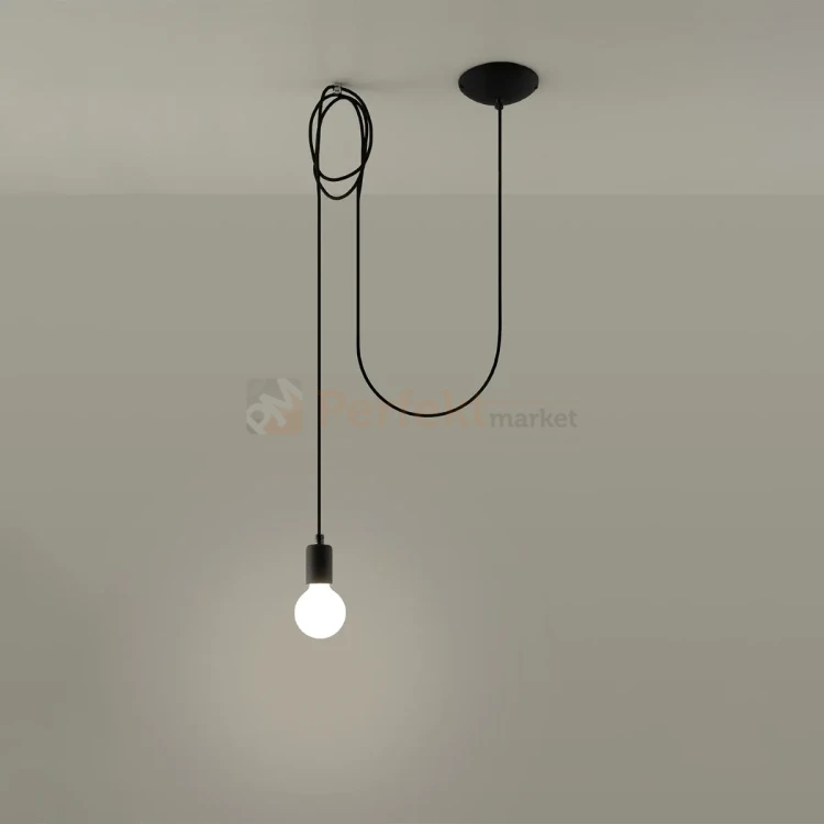 Lampa wisząca sznur minimalistyczna Sollux Edison 1 Long 1xE27 SL.0369 IP20 - czarna 02