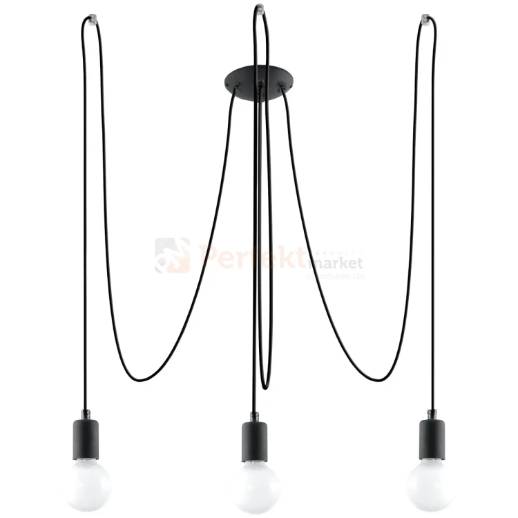 Żyrandol industrialny Sollux Edison 3 3xE27 SL.0370 IP20 - czarny 04