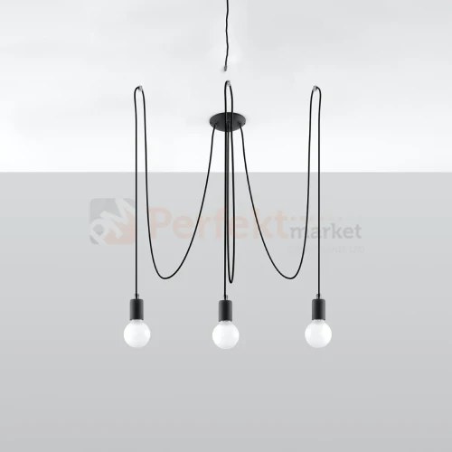 Żyrandol industrialny Sollux Edison 3 3xE27 SL.0370 IP20 - czarny 01