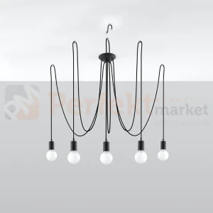 Żyrandol industrialny Sollux Edison 5 5xE27 SL.0371 IP20 - czarny
