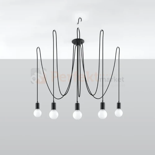 Żyrandol industrialny Sollux Edison 5 5xE27 SL.0371 IP20 - czarny 01