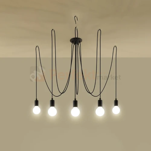 Żyrandol industrialny Sollux Edison 5 5xE27 SL.0371 IP20 - czarny 02