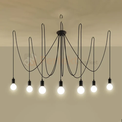 Żyrandol industrialny Sollux Edison 7 7xE27 SL.0372 IP20 - czarny 02