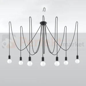 Żyrandol industrialny Sollux Edison 7 7xE27 SL.0372 IP20 - czarny