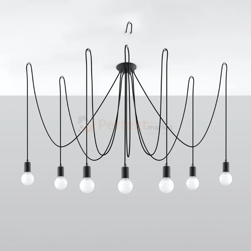 Żyrandol industrialny Sollux Edison 7 7xE27 SL.0372 IP20 - czarny 07