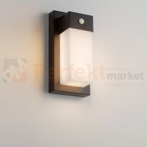 LETO zewnętrzny kinkiet LED z czujnikiem ruchu 18W CCT IP65 pionowy czarny