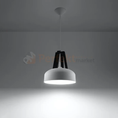 Lampa wisząca skandynawska Sollux Casco 1xE27 SL.0387 IP20 - biała, czarne drewno 03