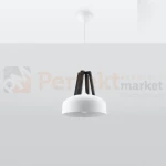 Lampa wisząca skandynawska Sollux Casco 1xE27 SL.0387 IP20 - biała, czarne drewno 02