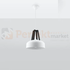 Lampa wisząca skandynawska Sollux Casco 1xE27 SL.0387 IP20 - biała, czarne drewno