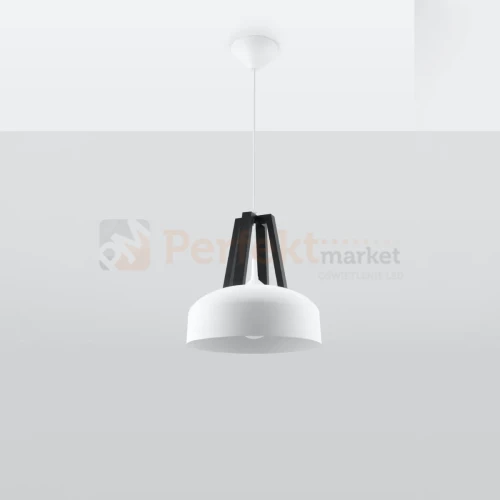 Lampa wisząca skandynawska Sollux Casco 1xE27 SL.0387 IP20 - biała, czarne drewno 02