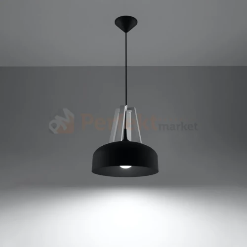 Lampa wisząca skandynawska Sollux Casco 1xE27 SL.0389 IP20 - czarna, białe drewno 02