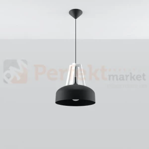 Lampa wisząca skandynawska Sollux Casco 1xE27 SL.0389 IP20 - czarna, białe drewno