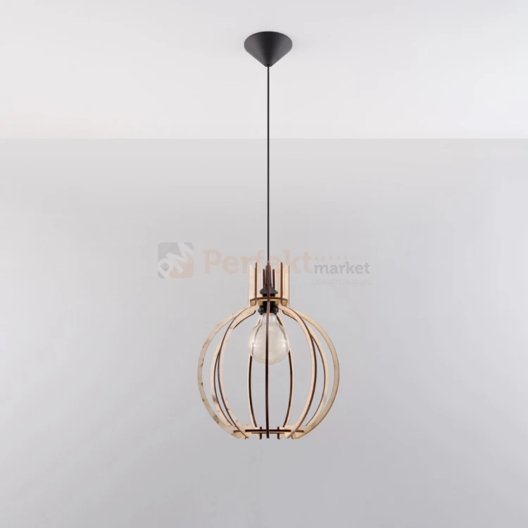 Lampa wisząca Sollux Arancia 1xE27 SL.0391 IP20 - naturalne drewno 01