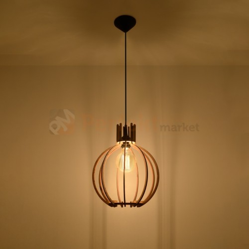 Lampa wisząca Sollux Arancia 1xE27 SL.0391 IP20 - naturalne drewno 02