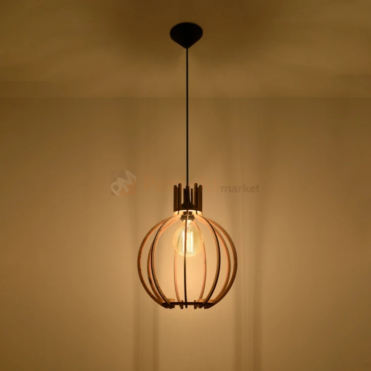 Lampa wisząca Sollux Arancia 1xE27 SL.0391 IP20 - naturalne drewno 02