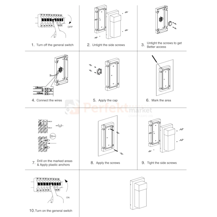 lampa zewnętrzna LED kinkiet LETO 9060202 perfektmarket (montaż).webp