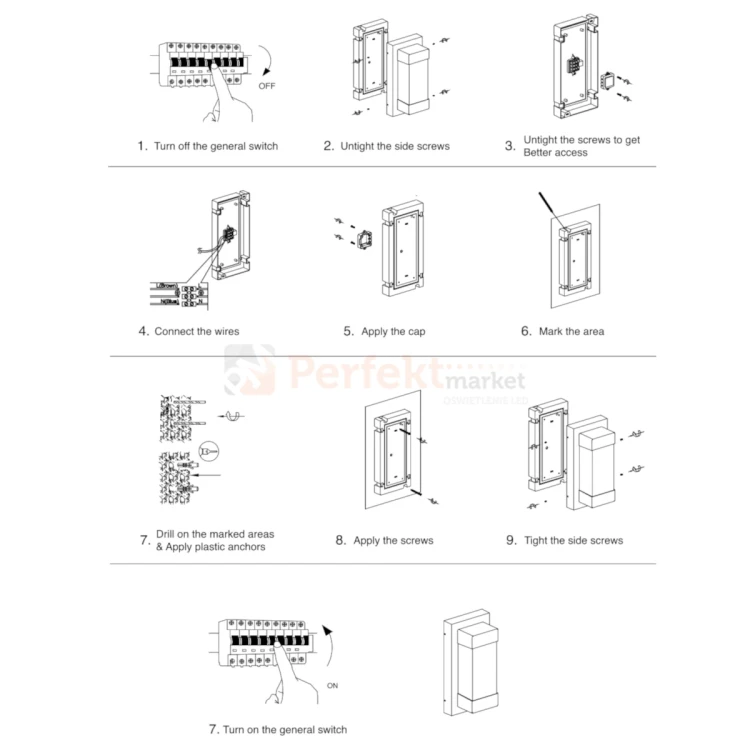 lampa zewnętrzna LED kinkiet LETO 9060203 perfektmarket (montaż).webp