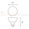Żarówka LED GU10 ściemnialna 5,5W 345lm  60° dim to warm 2200-3000K wymiary perfektmarket.webp