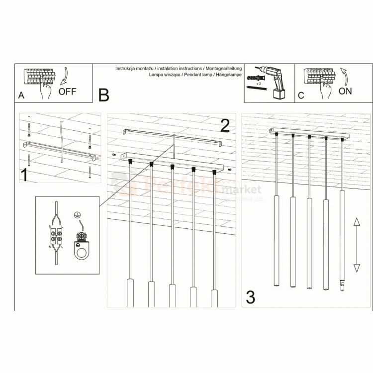 Lampa wisząca nowoczesna Sollux Pastelo 5 5xG9 SL.0468 IP20 - biała 08