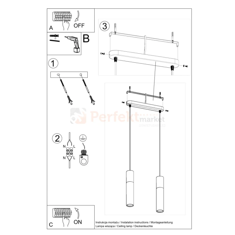 Lampa wisząca punktowa Sollux Pablo 2xGU10 SL.0633 IP20 - czarna 08