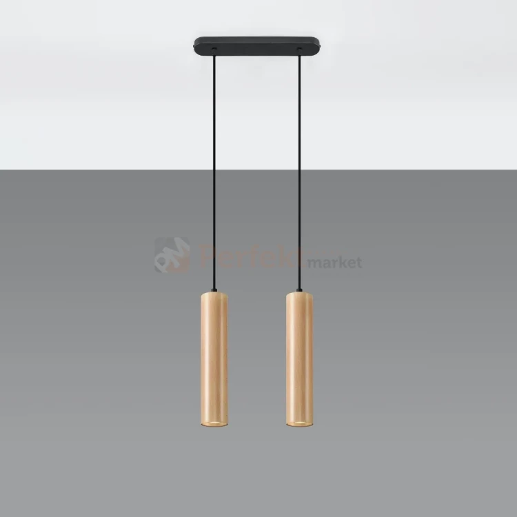 Lampa wisząca punktowa Sollux Lino 2 2xGU10 SL.0637 IP20 - naturalne drewno  01