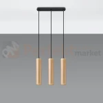 Lampa wisząca punktowa Sollux Lino 3 3xGU10 SL.0638 IP20 - naturalne drewno 01