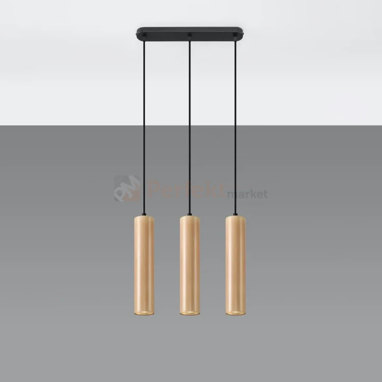 Lampa wisząca punktowa Sollux Lino 3 3xGU10 SL.0638 IP20 - naturalne drewno 01