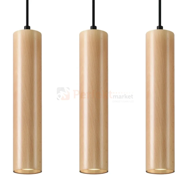 Lampa wisząca punktowa Sollux Lino 3 3xGU10 SL.0638 IP20 - naturalne drewno 07