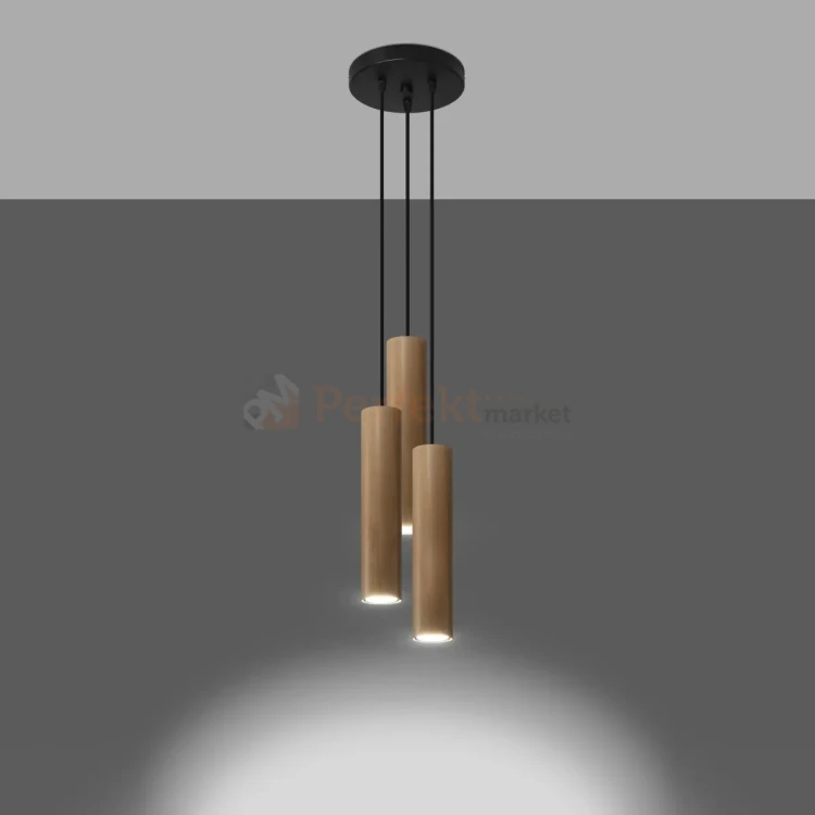 Lampa wisząca punktowa Sollux Lino 3P 3xGU10 SL.1012 IP20 - naturalne drewno 03