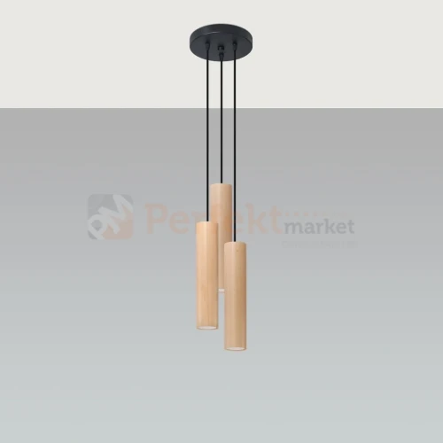 Lampa wisząca punktowa Sollux Lino 3P 3xGU10 SL.1012 IP20 - naturalne drewno 01