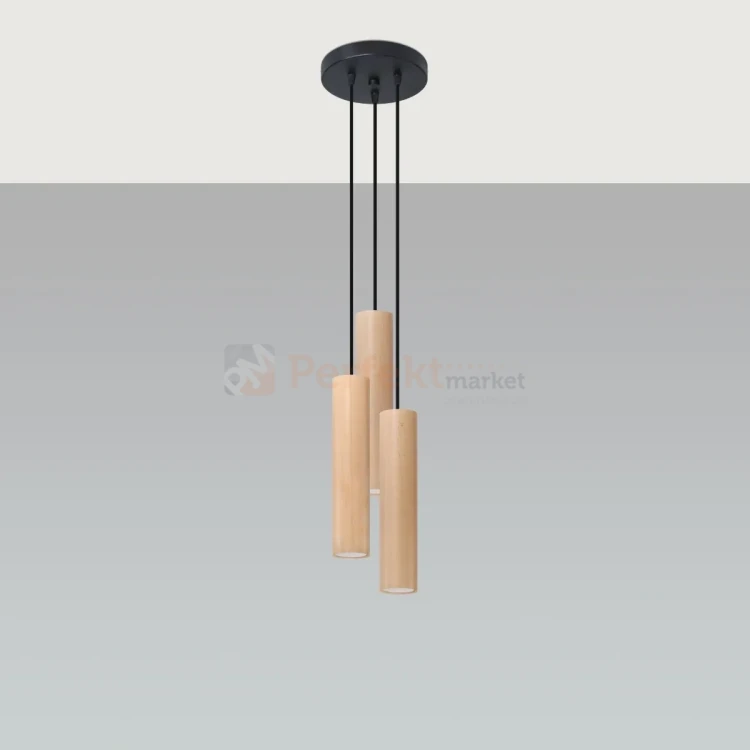 Lampa wisząca punktowa Sollux Lino 3P 3xGU10 SL.1012 IP20 - naturalne drewno 01