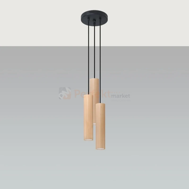 Lampa wisząca punktowa Sollux Lino 3P 3xGU10 SL.1012 IP20 - naturalne drewno 09