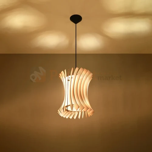 Lampa wiszące drewniana Sollux Oriana 1xE27 SL.0642 IP20 - naturalne drewno 01
