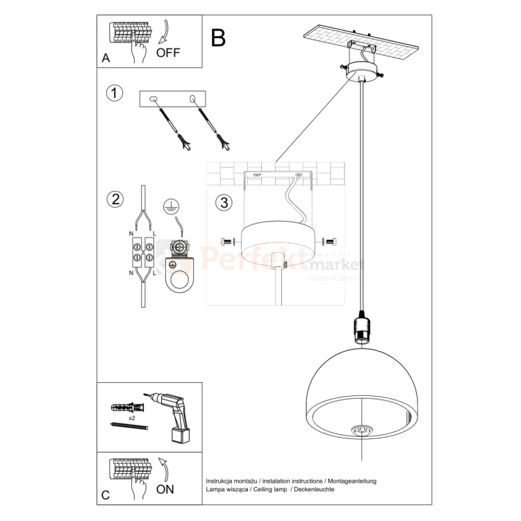 Lampa wisząca betonowa Sollux Pablito 1xE27 SL.0847 IP20 08