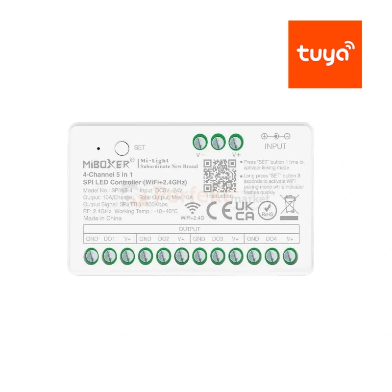 MiBoxer sterownik LED 4 kanałowy SPIW5-4 5w1 WiFi RF cyfrowy kontroler taśmy SPI perfektmarke.webp
