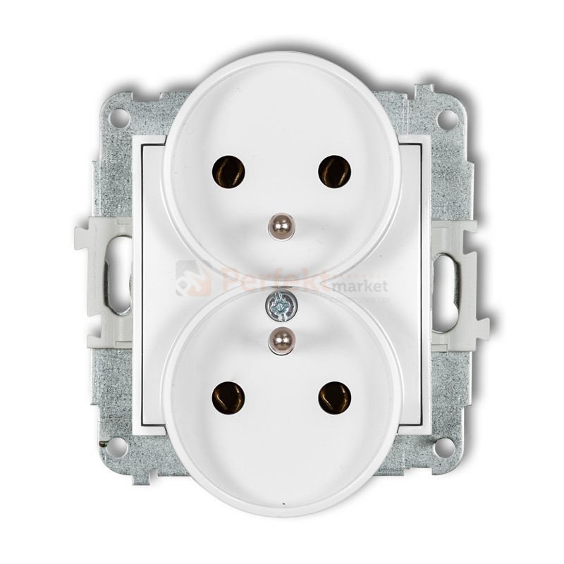 KARLIK MINI gniazdo podwójne do ramki z uziemieniem 2x(2P+Z) biały MGPR-2z perfekt market olsztyn