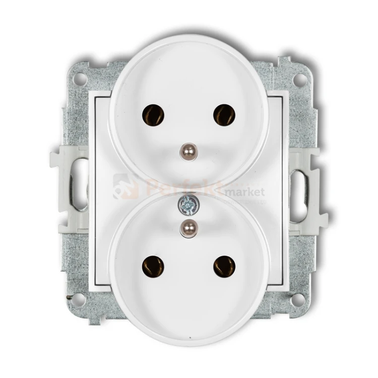 KARLIK MINI gniazdo podwójne do ramki z uziemieniem 2x(2P+Z) biały MGPR-2z perfekt market olsztyn